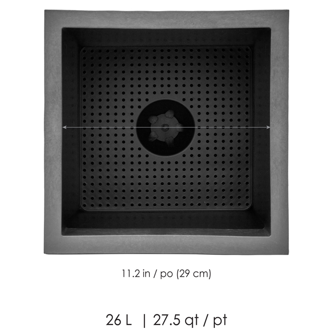 Multy Home Citadel Self-Watering Planter 14-in Recycled Materials with Optional Drainage - Black