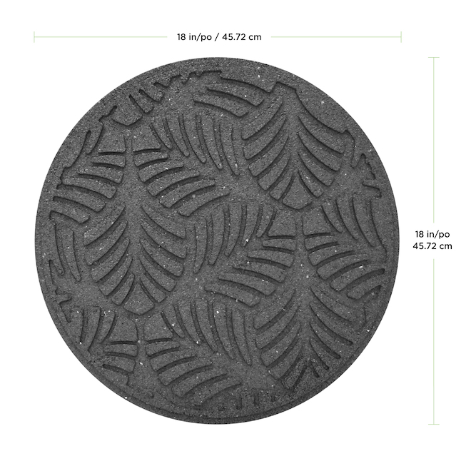 Multy Home Round Stepping Stone 18-in Recycled Rubber in Natural Leaves Pattern - Grey
