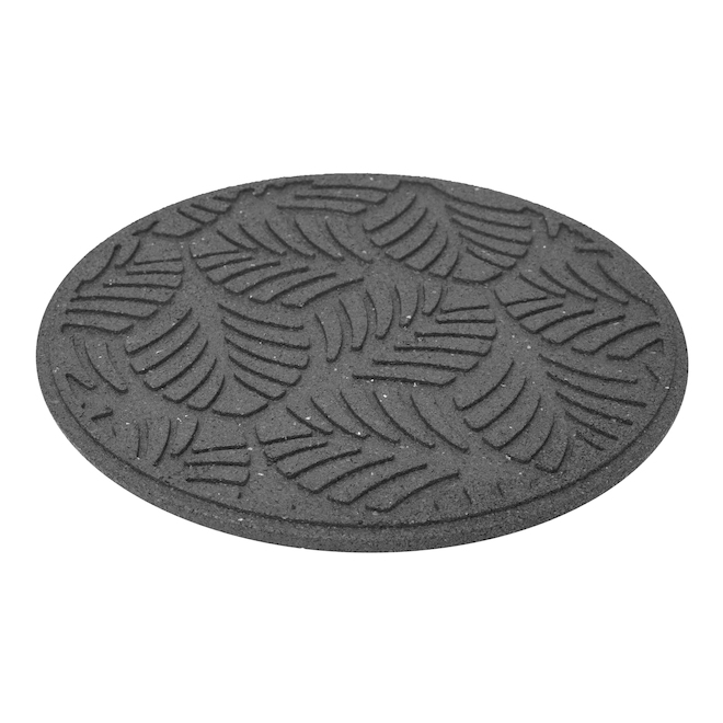 Multy Home Round Stepping Stone 18-in Recycled Rubber in Natural Leaves Pattern - Grey