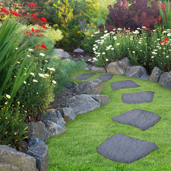 Multy Home Stepping Stone 18 x 22-in Recycled Rubber in Natural Stone Pattern - Grey