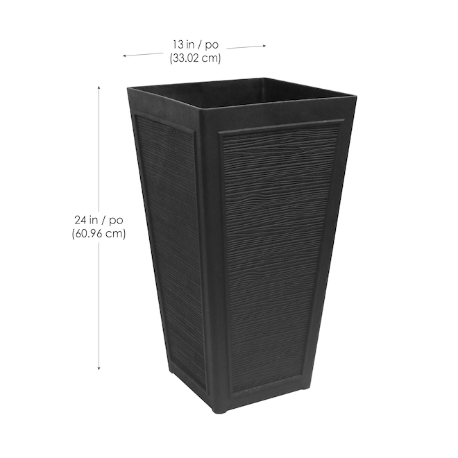 Multy Home Avondale Plaster Wood Planter 24-in / Black