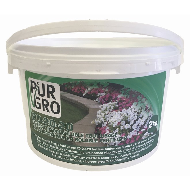 PUR GRO Water-Soluble Plant Fertilizer - 20-20-20 - 2 kg