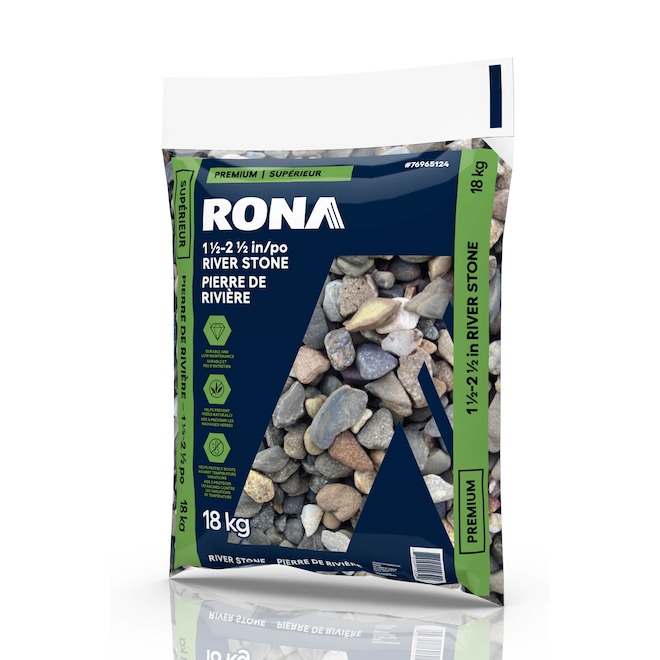 Pierres de rivière multicolores 1 1/2-2 1/2 po RONA sac de 18 kg