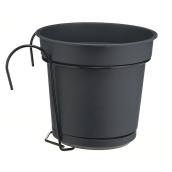 Balconnière avec soucoupe et support, 9", anthracite