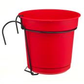 Balconnière avec soucoupe et support, 9", rouge