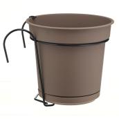 Balconnière avec soucoupe et support, 9", taupe