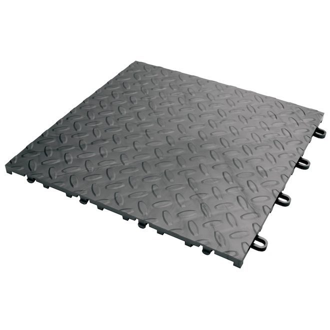 48-Piece 12-in x 12-in Charcoal Diamond Plate Garage Floor Tile