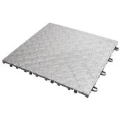 48-Piece 12-in x 12-in Silver Diamond Plate Garage Floor Tile