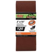 Gator Sanding Belts - 120 Grit - Aluminium Oxide - 3-in W x 18-in L - 5-Pack