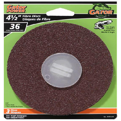 Gator Gatorpower Aluminum Oxide Resin Fibre Sanding Discs - 4 1/2-in Dia - 7/8-in Arbour - 36 Grit - 3 Per Pack