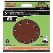 Gator Sanding Discs - Fibre - 60 Grit - 8-Hole - 15-Pack