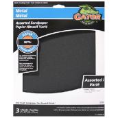 Gator Metal Emery Sanding Sheets - Assorted Grain - Commercial - 3-Pack - 11-in L x 9-in W