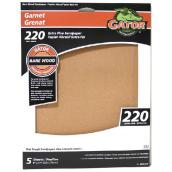 Papier abrasif pour bois naturel grenat de Gator, grain 220, pour finition, 9 po l. x 11 po L., paquet de 5