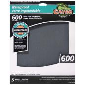 Gator Waterproof Sandpaper Sheets - 9-in W x 11-in L - 600 Grit - Silicon Carbide - Finishing - 5 Per Pack