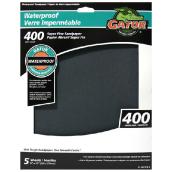 Gator Waterproof Sandpaper Sheets - 9-in W x 11-in L - 400 Grit - Silicon Carbide - Finishing - 5 Per Pack