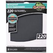 Gator Waterproof Sandpaper Sheets - 9-in W x 11-in L - 220 Grit - Silicon Carbide - Finishing - 5 Per Pack