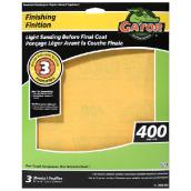 Gator AlumiNext Premium Finishing Sandpaper - 9-in W x 11-in L - 400 Grit - Aluminum Oxide Abrasive - 3 Per Pack