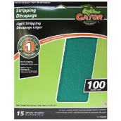 Gator Premium Light Stripping Sandpaper - 9-in W x 11-in L - 100 Grit - Aluminum Oxide Abrasive - 15 Per Pack