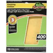 Gator Premium Finishing Sandpaper - 9-in W x 11-in L - 400 Grit - Aluminum Oxide Abrasive - 15 Per Pack