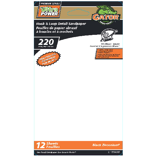 Gator Ultrapower 220-Grit Hook and Loop Oscillating Black Zirconium Abrasive Sandpaper 12/Pk