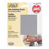 Papier abrasif de ponceuse à pince Shopsmith, grain P220, 4 1/2 po l. x 5 1/2 po L., paquet de 5