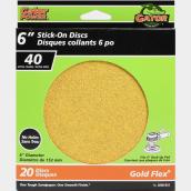 Stick-On Sanding Discs - 40 Grit - 6" - 20-Pack