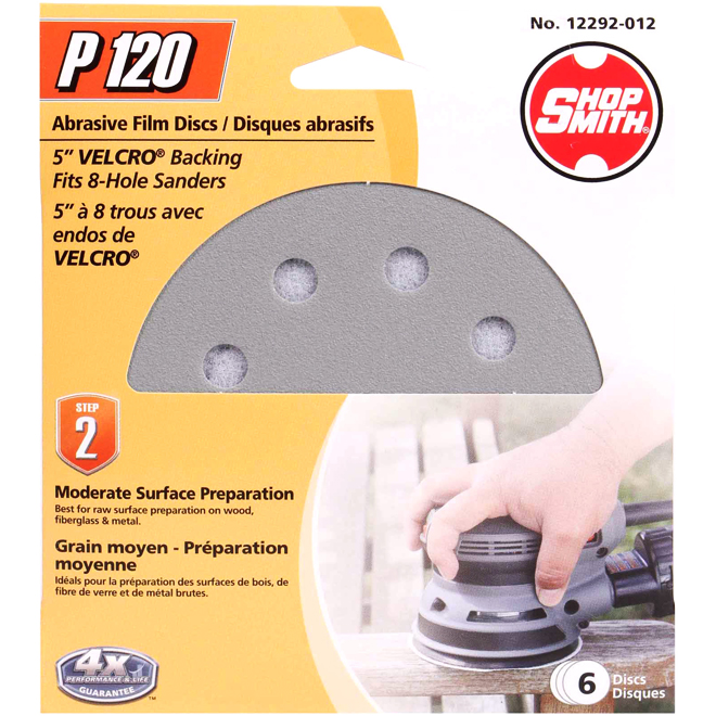 ShopSmith Abrasive Film Discs with Velcro Backing - 5-in Dia - 120 Grit - 8 Holes - 6 Per Pack