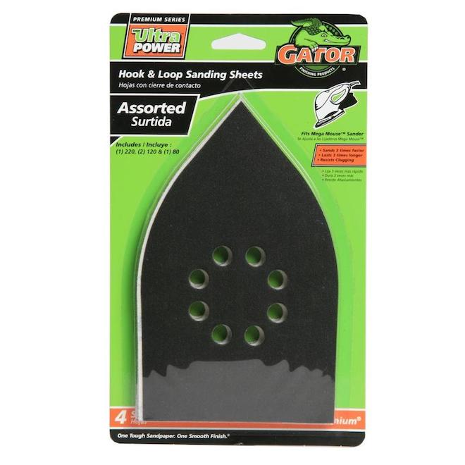 Feuilles abrasives pour ponçage minitieux à attaches autoagripante Gator, 4/pqt