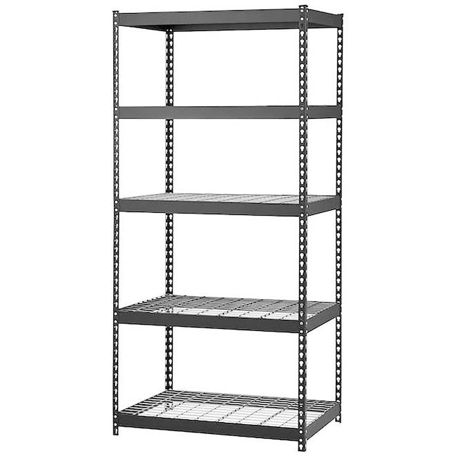 Rona Heavy-Duty Shelving Unit in Black Steel with 5 Wire Shelves - 24 x 48 x 72-in