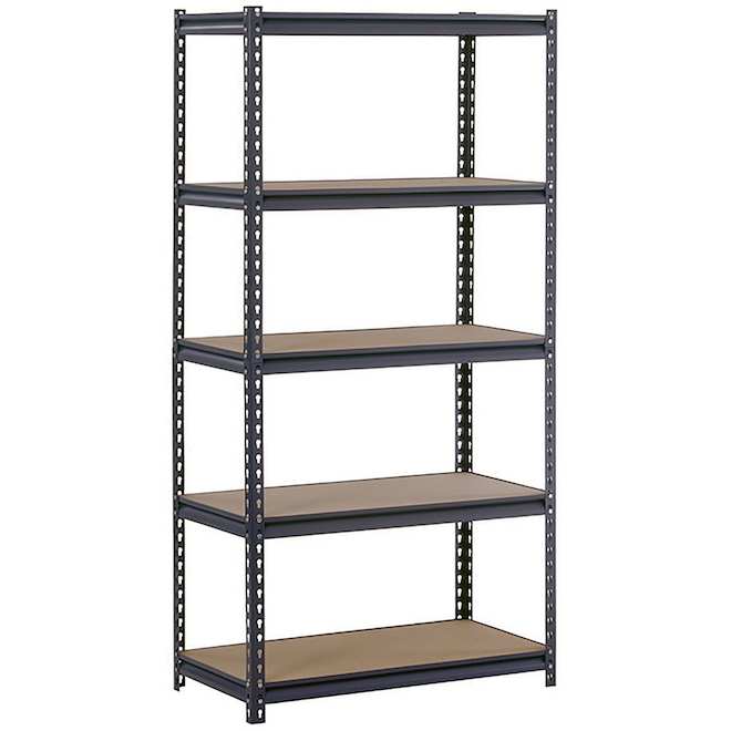 Étagère robuste Rona en acier et MDF noir à 5 tablettes, 24 x 48 x 72 po