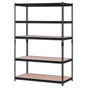 Rona Heavy-Duty Shelving Unit in Black Steel and MDF with 5 Shelves - 18 x 36 x 72-in