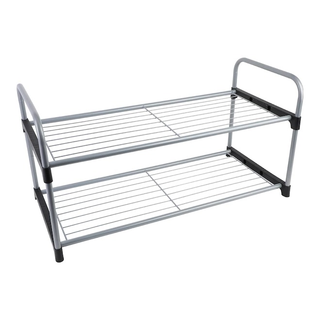 VALU+ 2-Shelf Grey Plastic Shoe Rack - 24.8 x 11.6 x 12.99-in