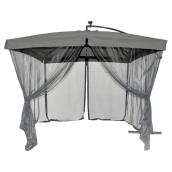 Solar-Light Cantilever Umbrella with Netting - 10 ft - Grey