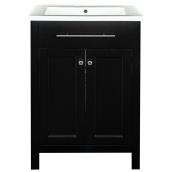 Foremost Madison 24-in Black Vanity with Vitreous China Top and Single Sink