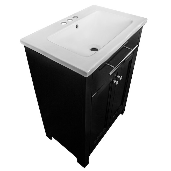 Foremost Madison 24-in Black Vanity with Vitreous China Top and Single Sink