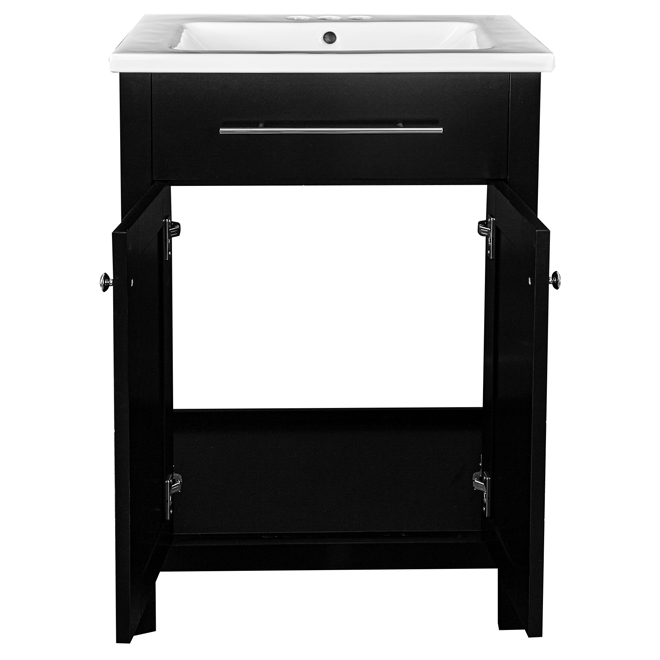 Foremost Madison 24-in Black Vanity with Vitreous China Top and Single Sink