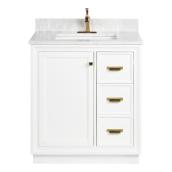 Foremost Everton 30-in Single Sink White Bathroom Vanity with Natural Marble Top