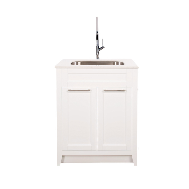 Meuble-lavabo blanc de 29 po x 36 po de Foremost avec lavabo intégré et comptoir en pierre d'ingénérie