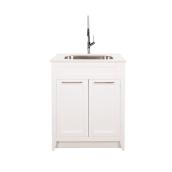 Foremost 29-in x 36-in White Bathroom Vanity with Integrated Sink and Engineered Stone Top