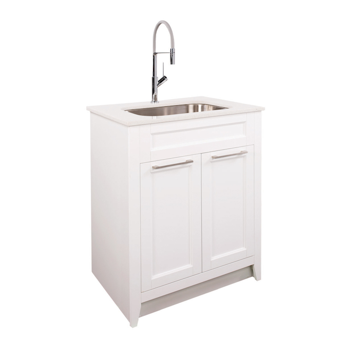 Meuble-lavabo blanc de 29 po x 36 po de Foremost avec lavabo intégré et comptoir en pierre d'ingénérie