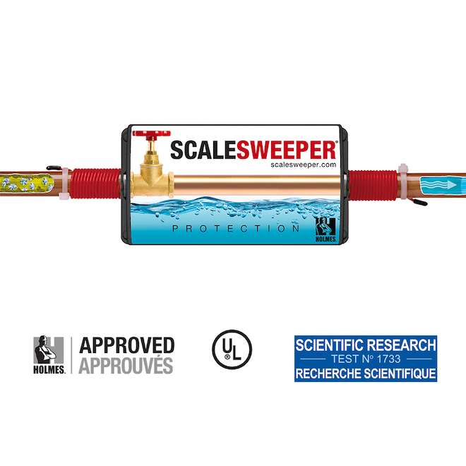 Dispositif d'adoucissement d'eau électronique anti-calcaire et antirouille 0-70 GPG Scalesweeper