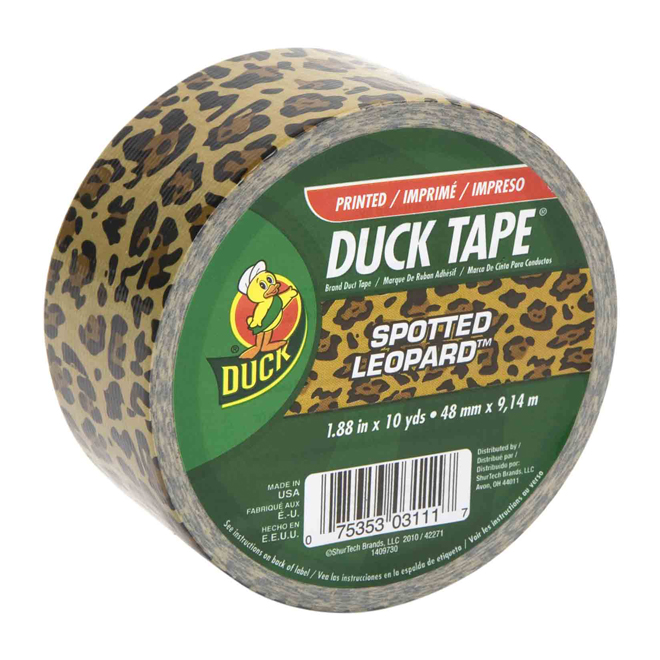 Ruban adhésif haute performance Duck Tape, motif léopard, polyester/coton, 30 pi L. x 1 9/10 po l.