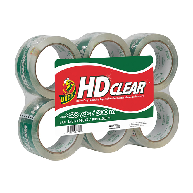 Heavy-Duty Packaging Tape - 300 m - Clear - 6 Rolls