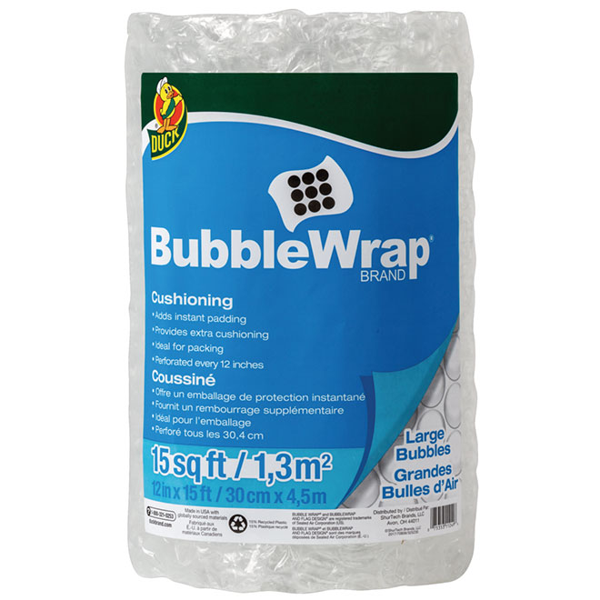 Duck Air Bubble Wrap - Plastic - 12-in x 15-ft - Clear