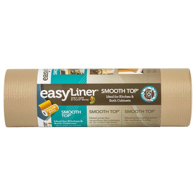 Revêtement en vinyle beige lisse pour tablette Duck Easyliner, 12 po x 24 pi