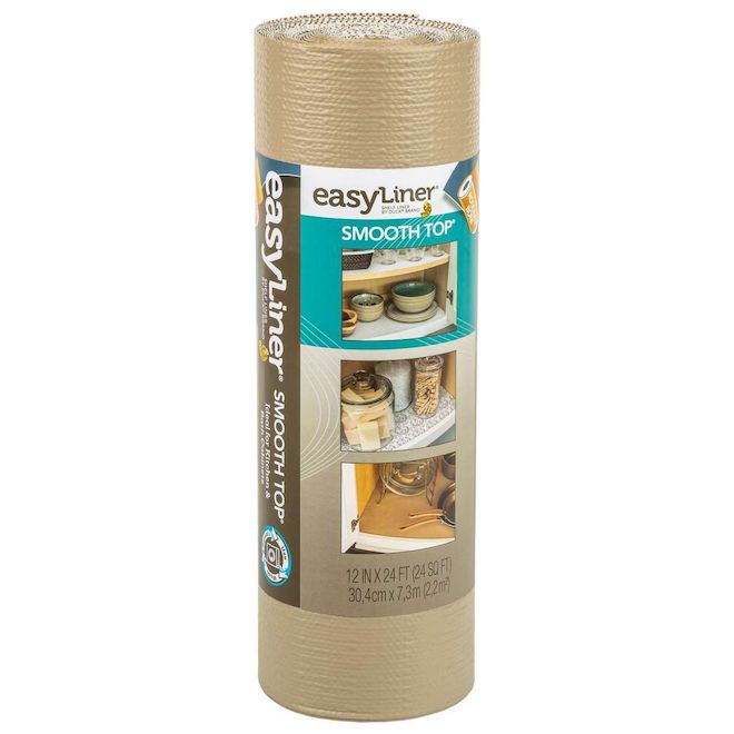 Revêtement en vinyle beige lisse pour tablette Duck Easyliner, 12 po x 24 pi