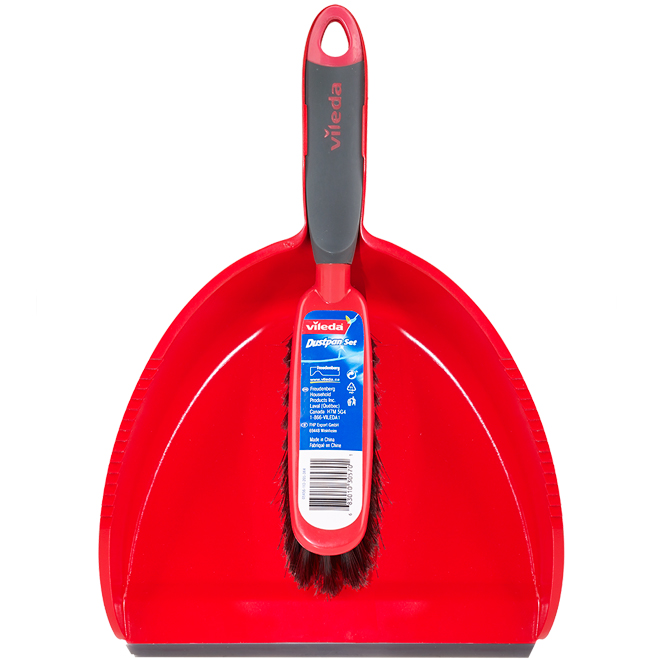 Vileda Deluxe Brush and Dustpan Set Plastic Red