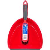 Vileda Deluxe Brush and Dustpan Set Plastic Red