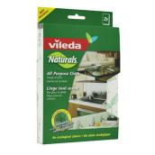 Vileda Naturals All-Purpose Cloths - Highly Absorbent - Machine Washable - 2 Per Pack