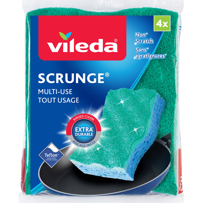 Vileda Scrunge No-Scratch All Purpose Sponge Pack of 4